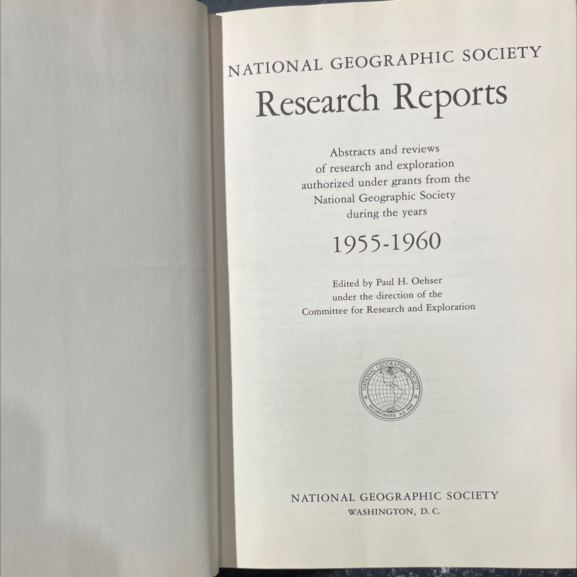 national geographic society research reports book, by Paul H. Oehser, 1970 Hardcover image 2