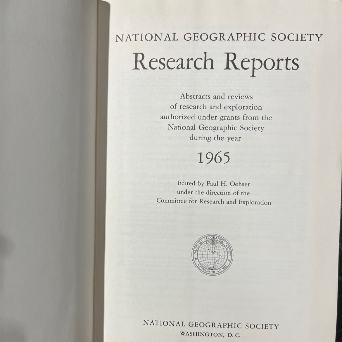 national geographic society research reports book, by Paul H. Oehser, 1971 Hardcover image 2
