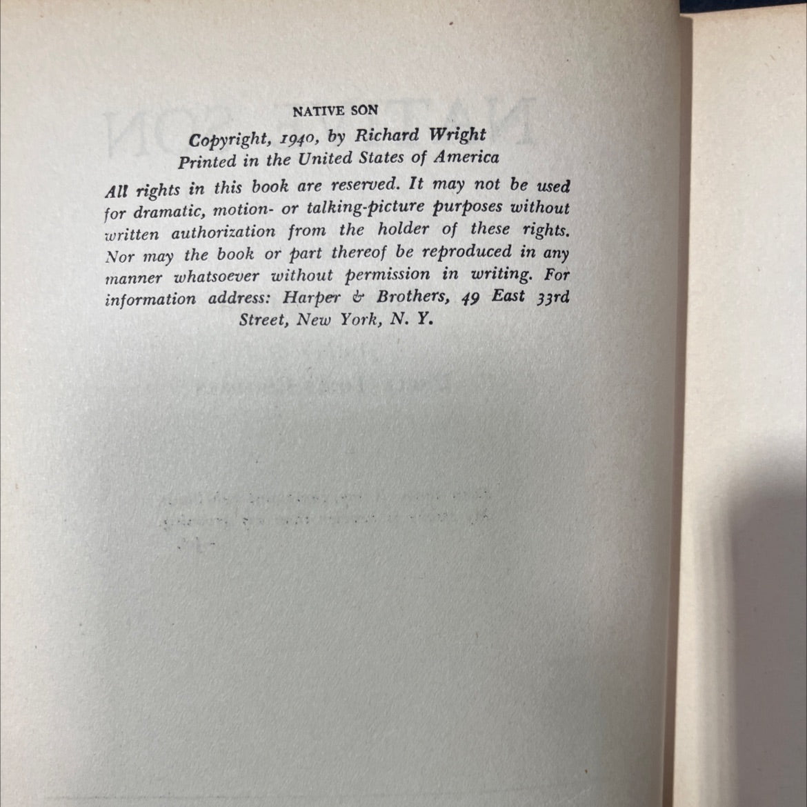 native son book, by Richard Wright, 1940 Hardcover image 3