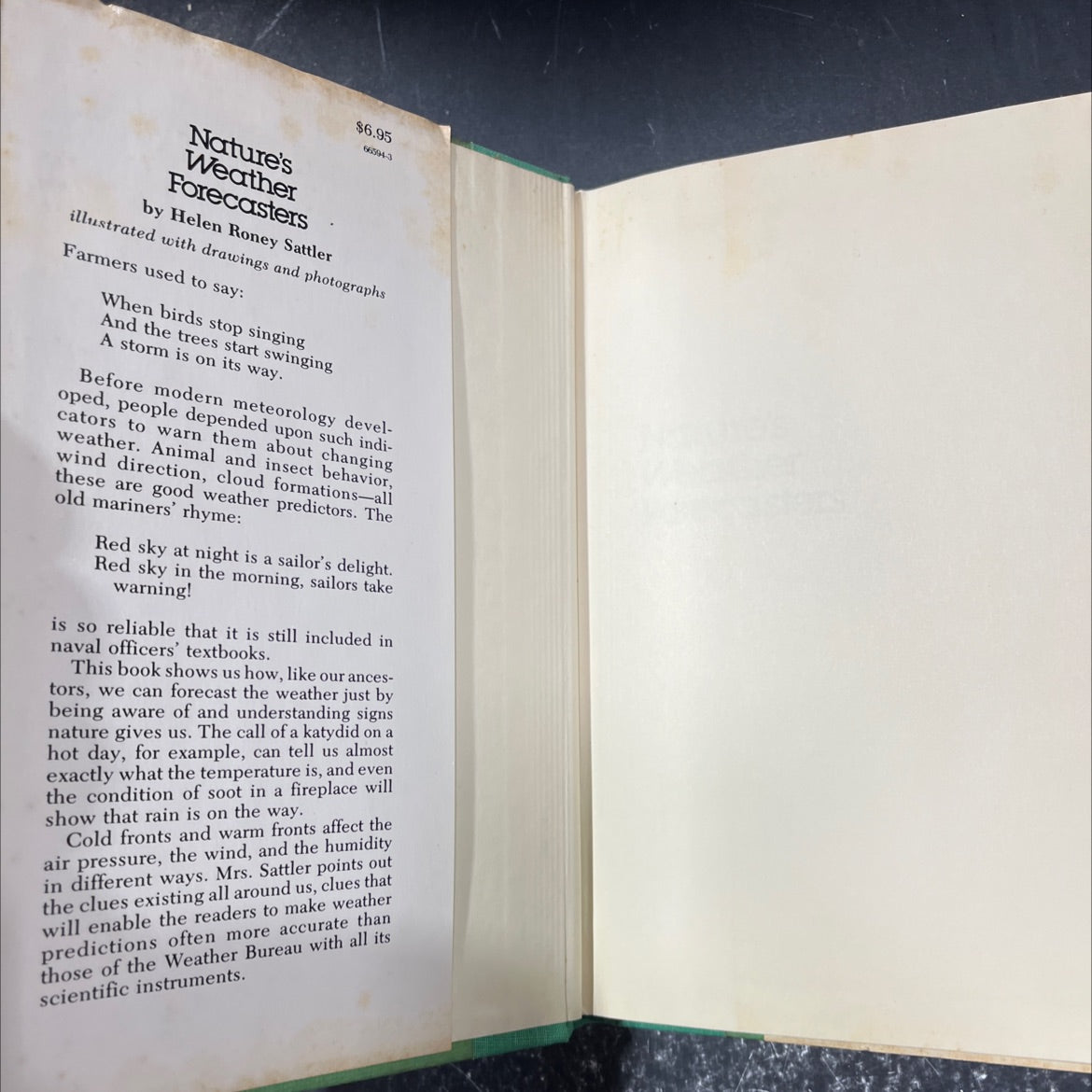 nature's weather forecasters book, by helen r. sattler, 1978 Hardcover image 4