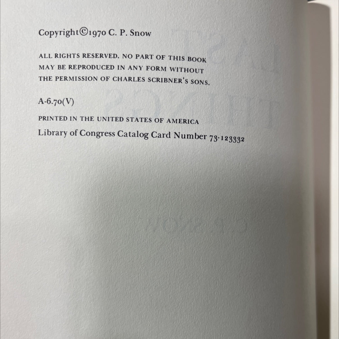 nce by c. p. snow book, by c. p. snow, 1970 Hardcover image 3