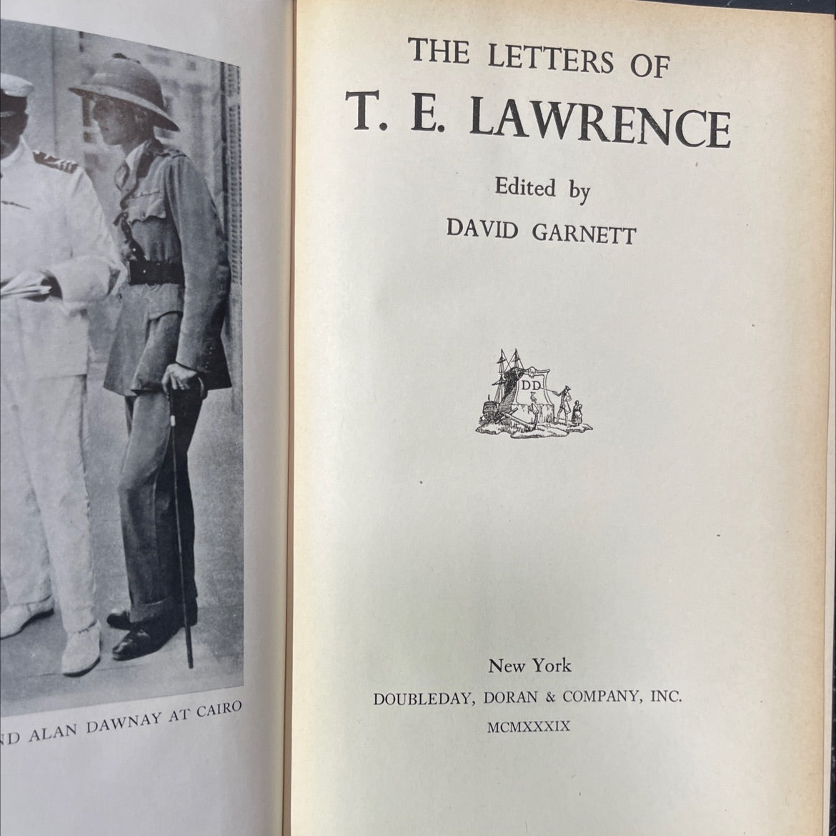 nd alan dawnay at cairo the letters of t. e. lawrence book, by t. e. lawrence, 1939 Hardcover image 2