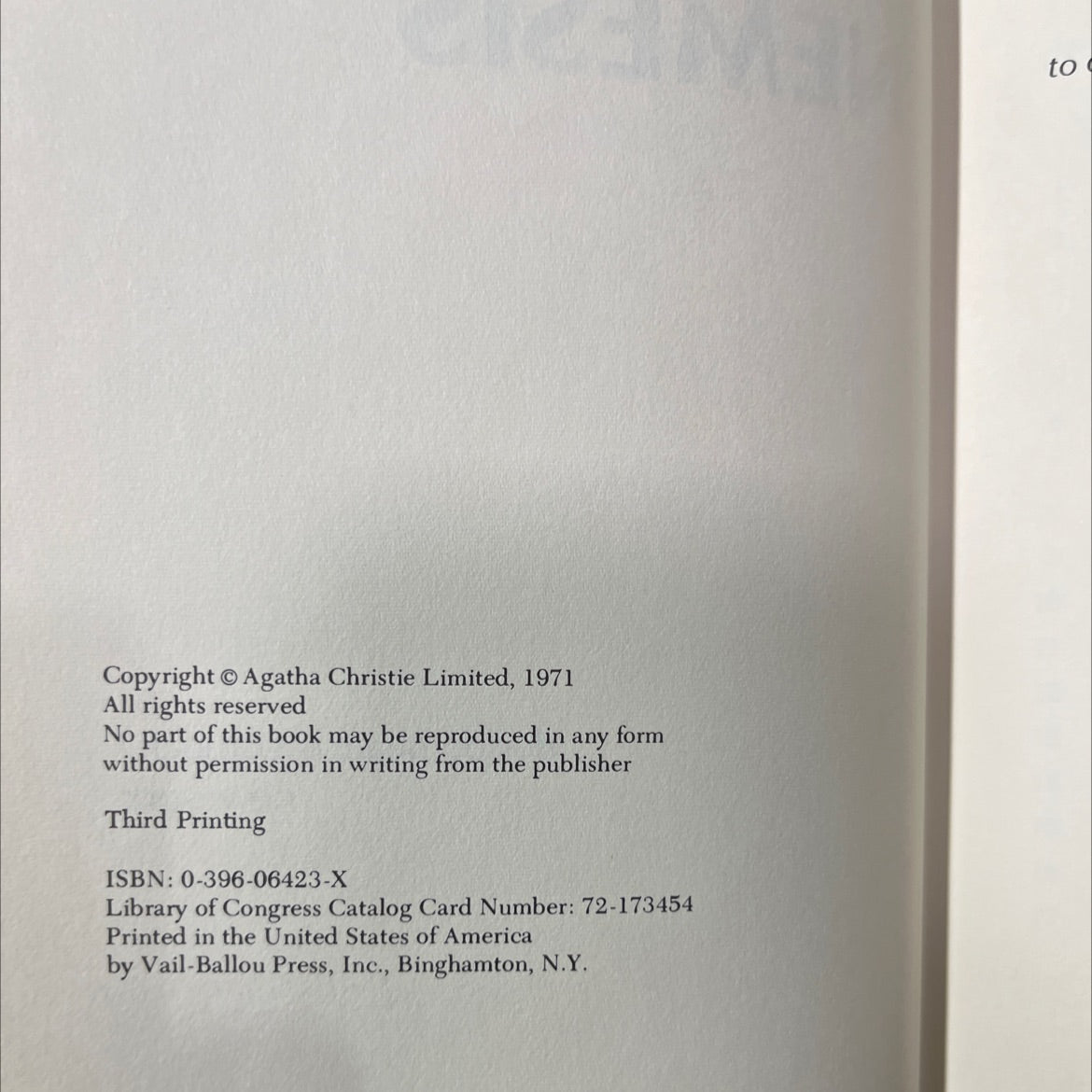 nemesis book, by agatha christie, 1971 Hardcover image 3