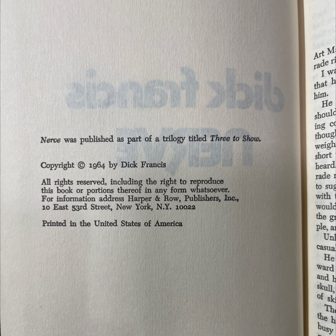 nerve book, by dick francis, 1964 Hardcover image 3