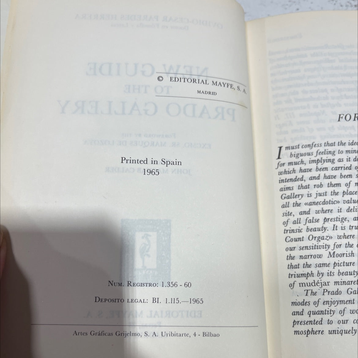 new guide gam to the prado gallery book, by ovidio-cesar paredes herrera, 1965 Hardcover image 3