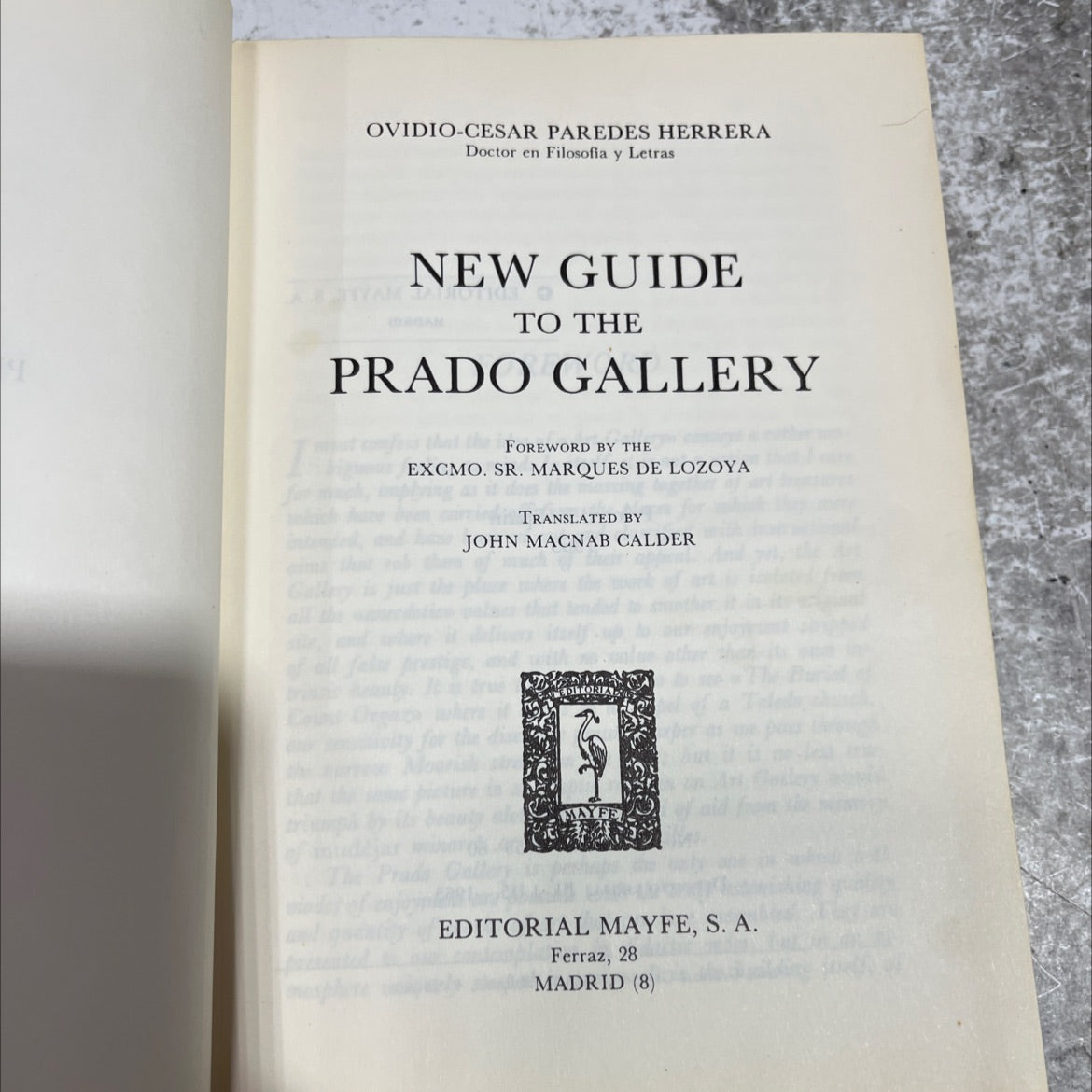 new guide gam to the prado gallery book, by ovidio-cesar paredes herrera, 1965 Hardcover image 2
