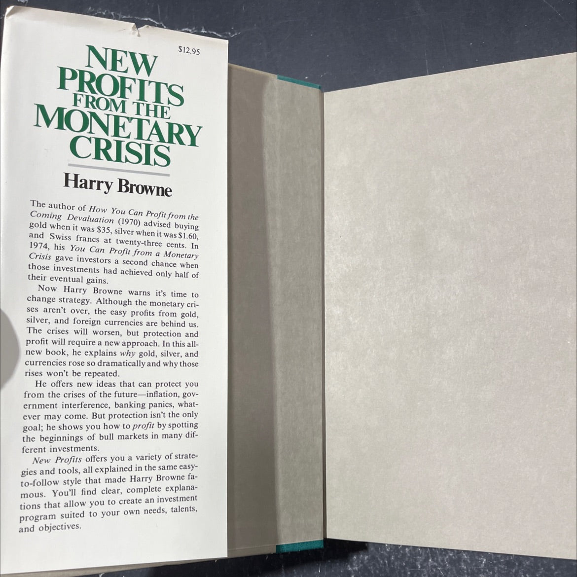 new profits from the monetary crisis book, by Harry Browne, 1978 Hardcover image 4