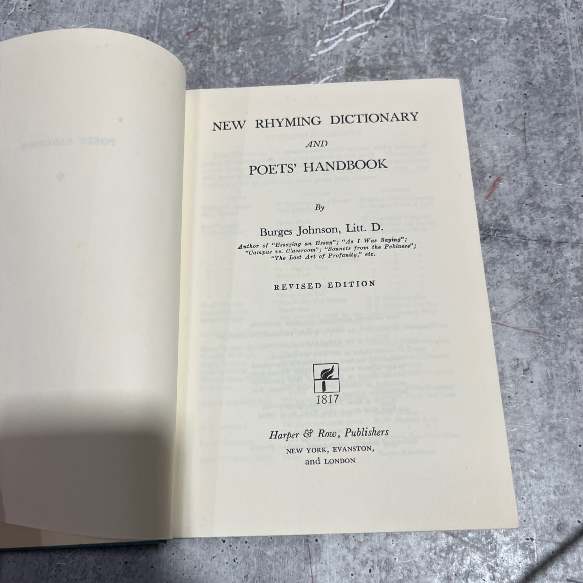 new rhyming dictionary and poets' handbook book, by Burges Johnson, 1981 Hardcover image 2