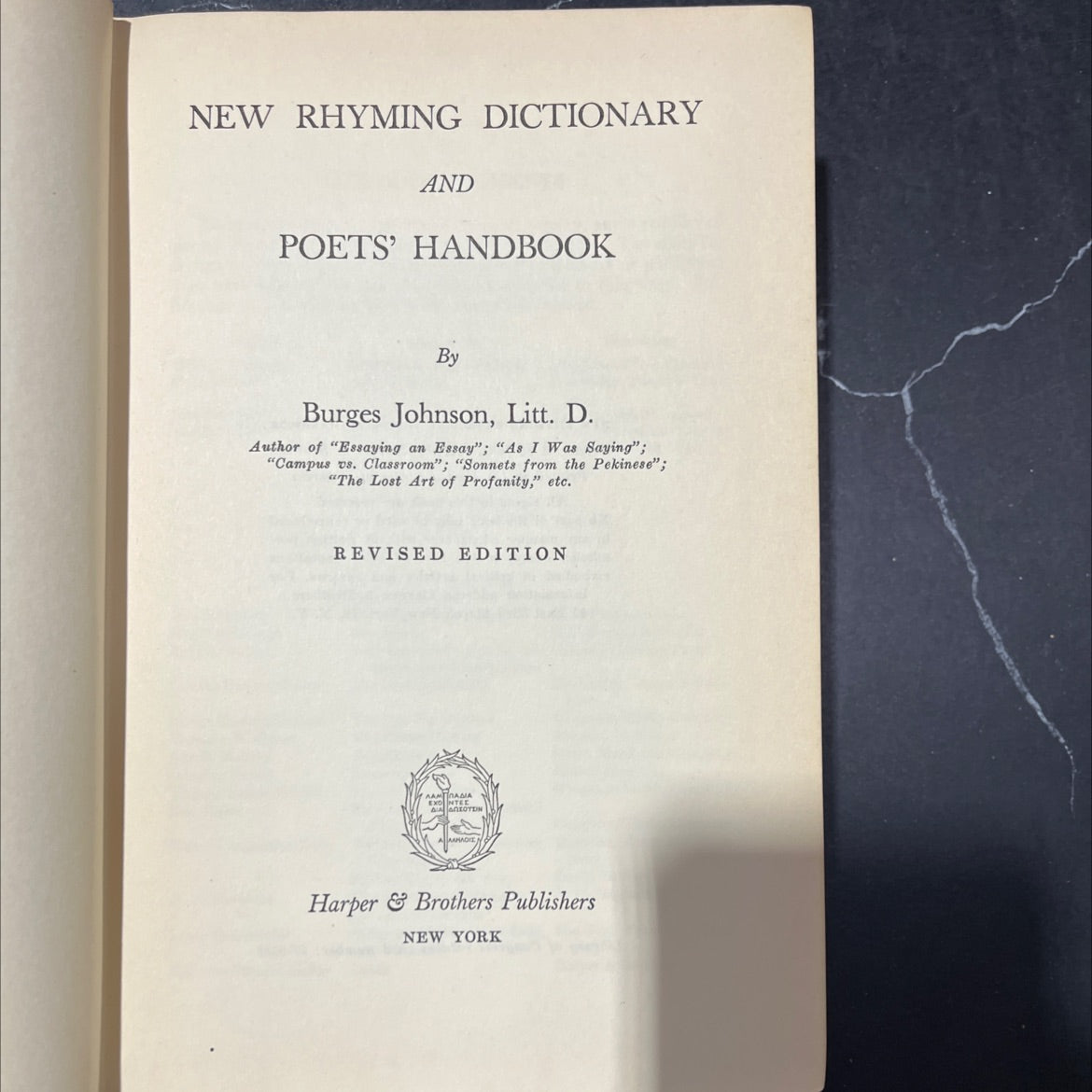 new rhyming dictionary and poets' handbook book, by Burges Johnson, 1981 Hardcover image 2