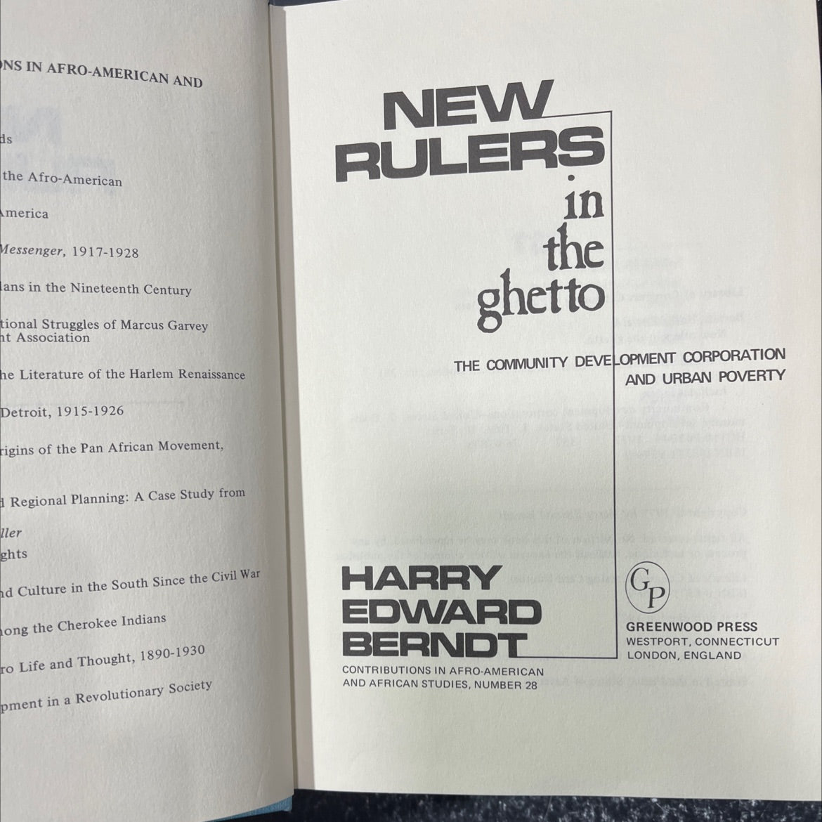 new rulers in the ghetto book, by harry edward berndt, 1977 Hardcover image 2
