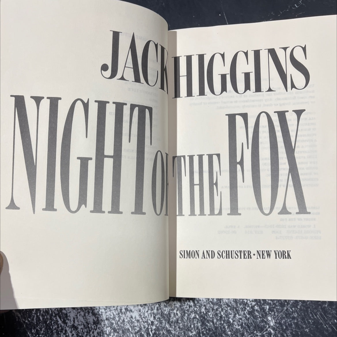 night of the fox book, by jack higgins, 1986 Hardcover image 2