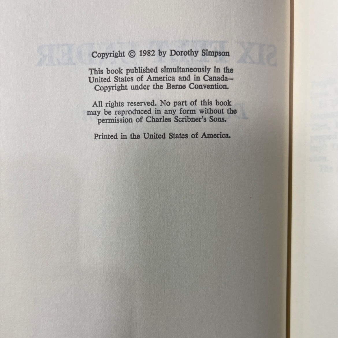 night she died six feet under book, by Dorothy Simpson, 1982 Hardcover image 3