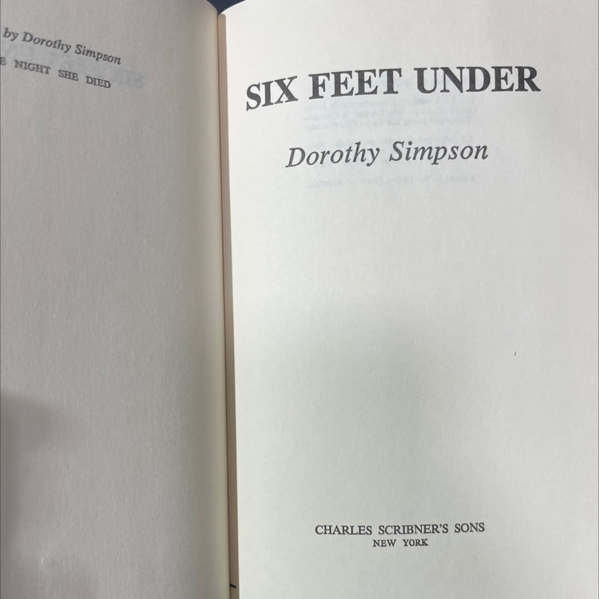 night she died six feet under book, by Dorothy Simpson, 1982 Hardcover image 2