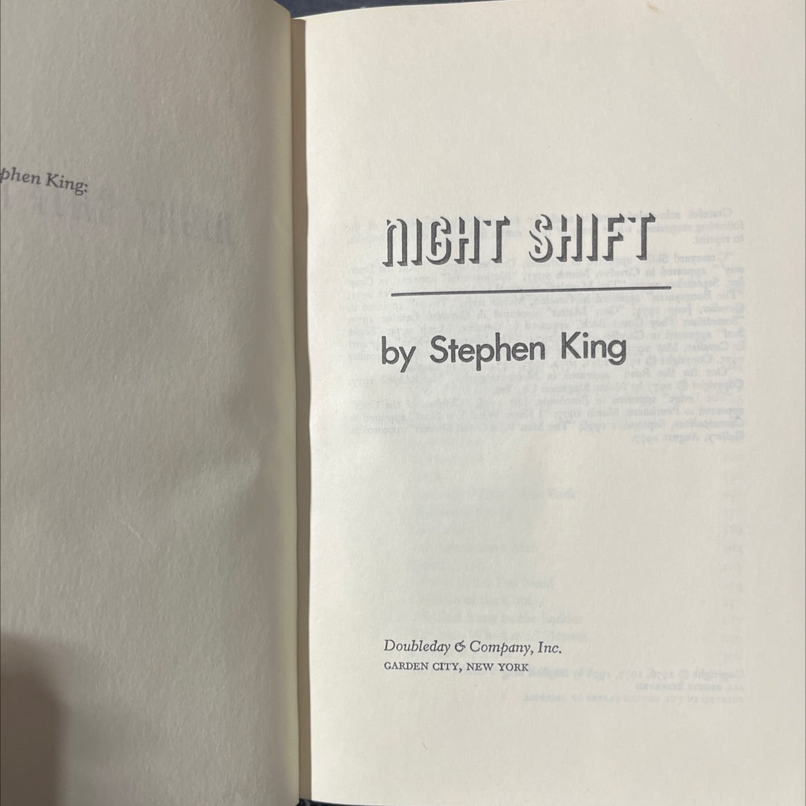night shift book, by Stephen King, 1978 Hardcover image 2