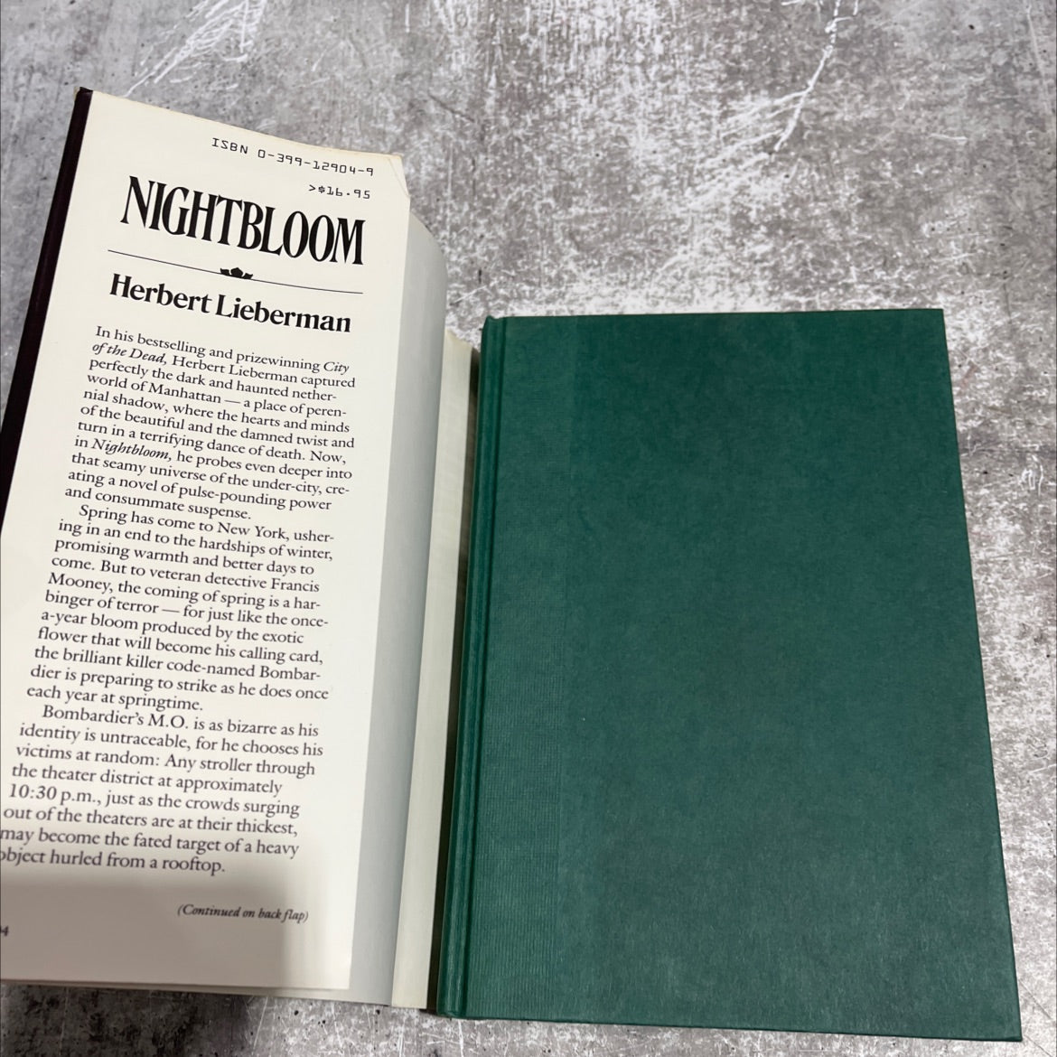 nightbloom book, by herbert lieberman, 1984 Hardcover image 4