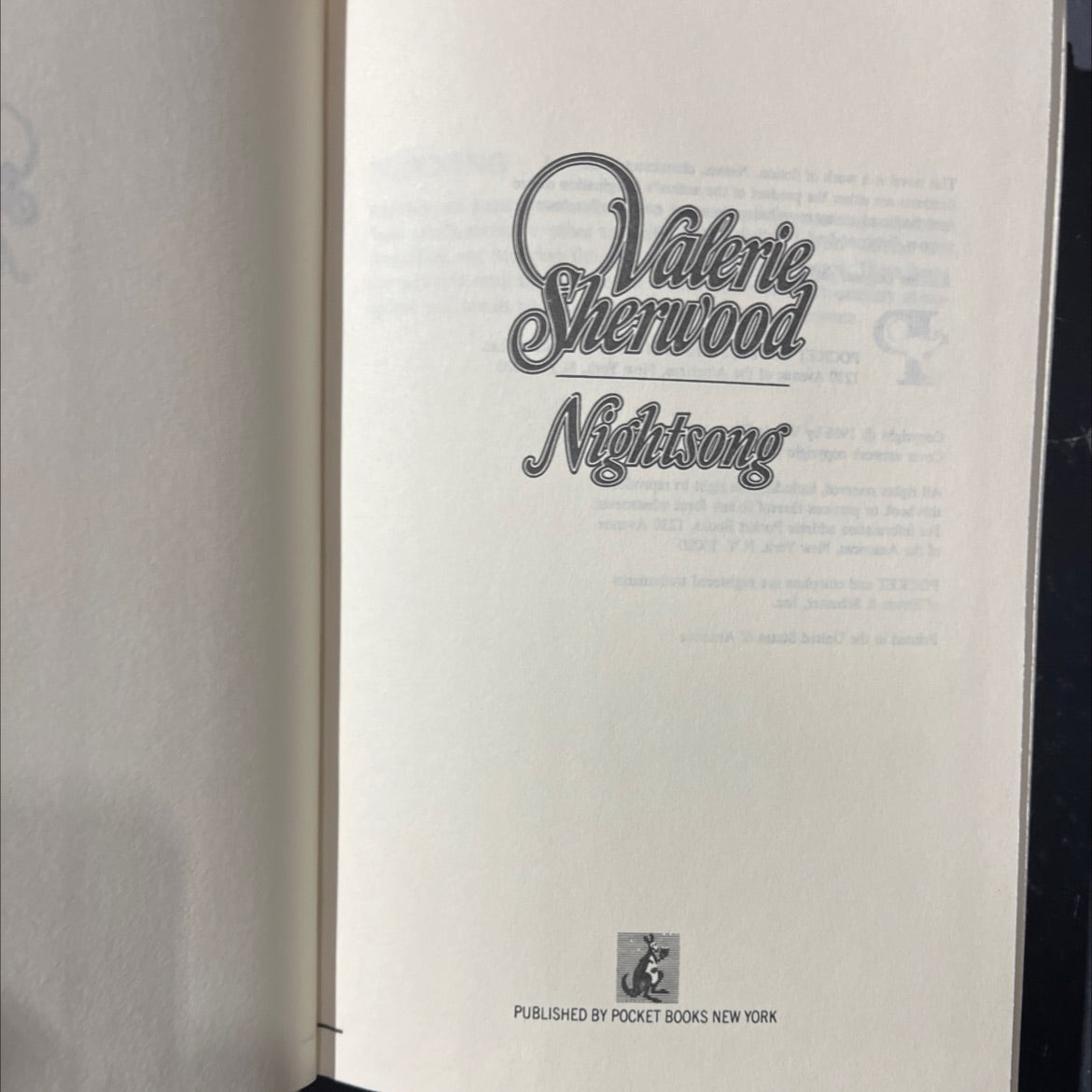 nightsong book, by valerie sherwood, 1986 Hardcover image 2