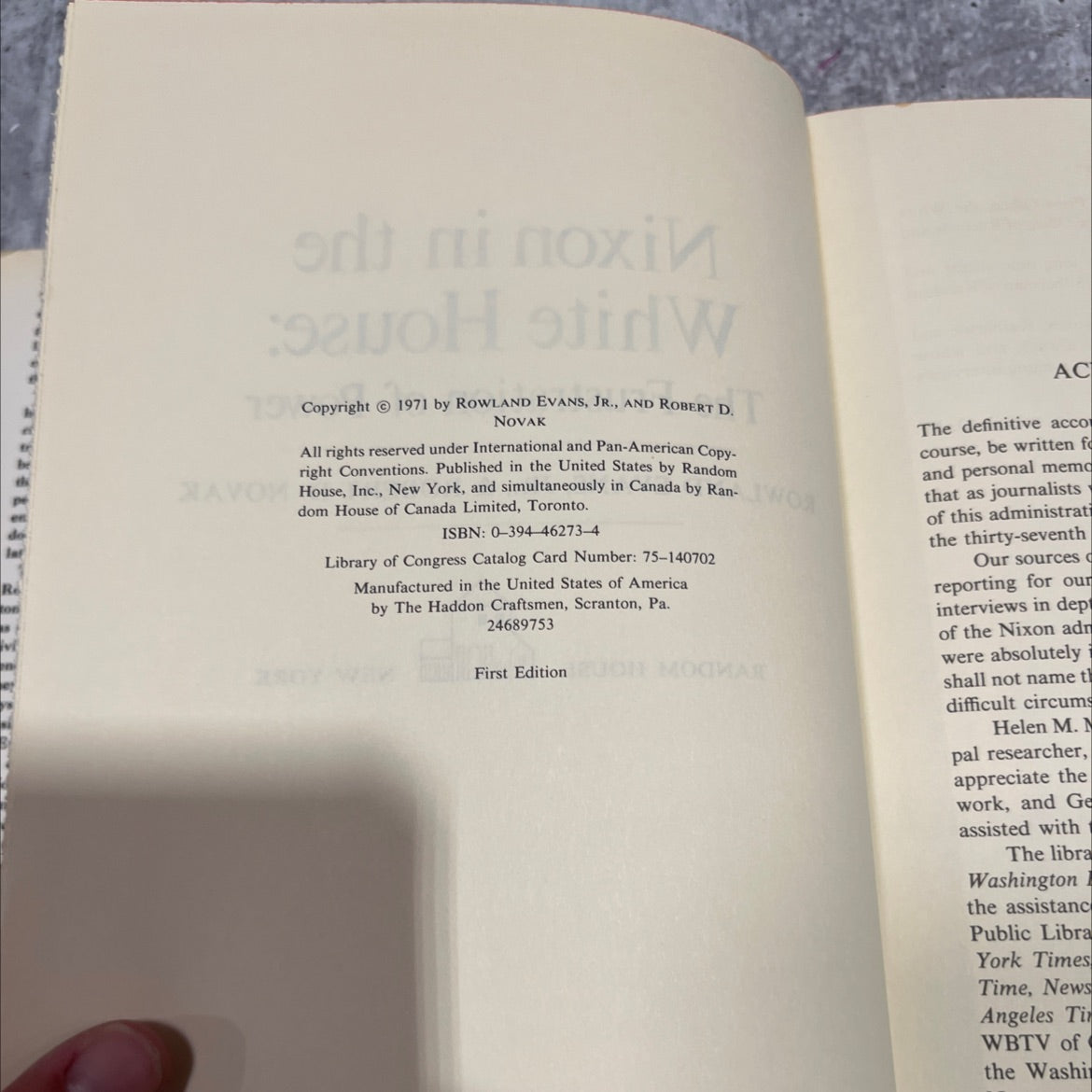 nixon in the white house: the frustration of power book, by rowland evans, jr., & robert d. novak, 1971 Hardcover image 3