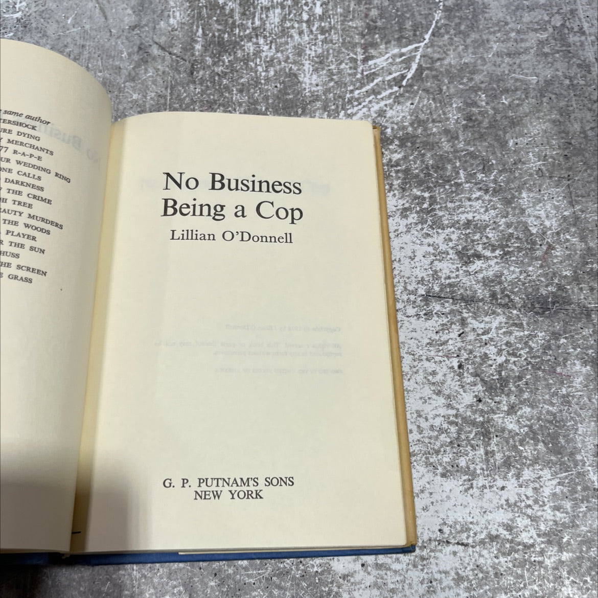 no business being a cop book, by lillian o'donnell, 1978 Hardcover image 2