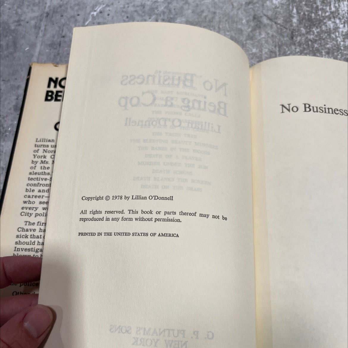 no business being a cop book, by lillian o'donnell, 1978 Hardcover image 3