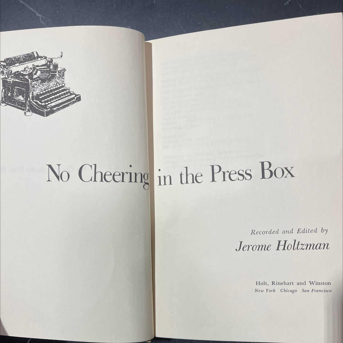 no cheering in the press box book, by Jerome Holtzman, 1974 Hardcover image 2