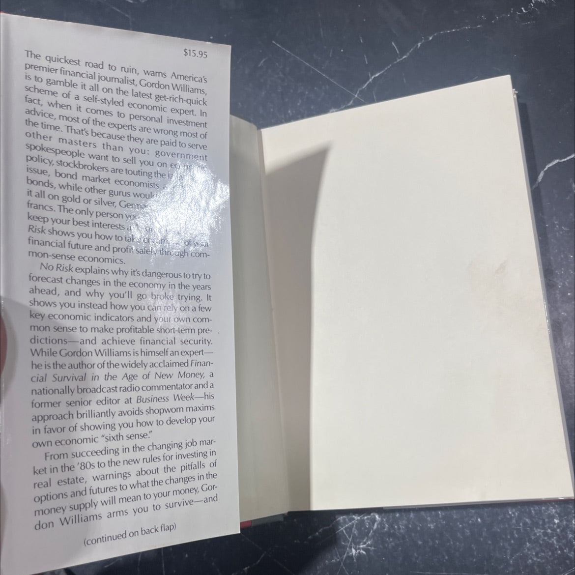 no risk book, by Gordon Williams, 1984 Hardcover image 4