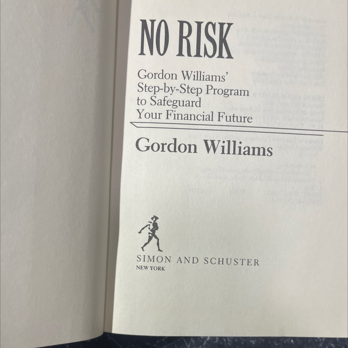 no risk book, by Gordon Williams, 1984 Hardcover image 2