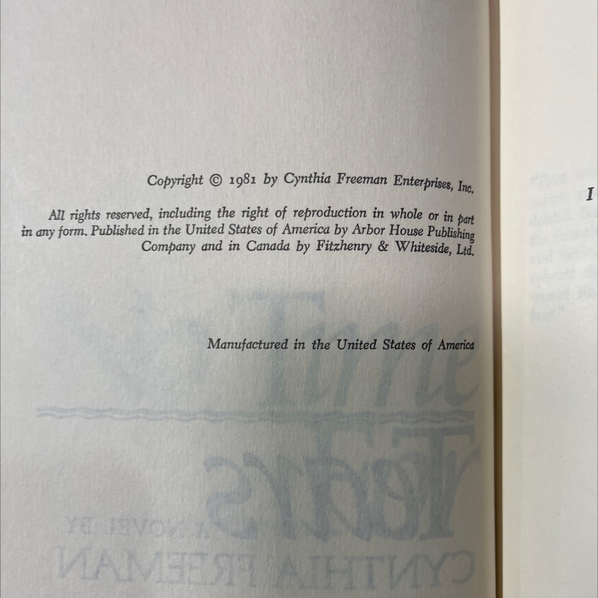 no time for tears book, by cynthia freeman, 1981 Hardcover image 3