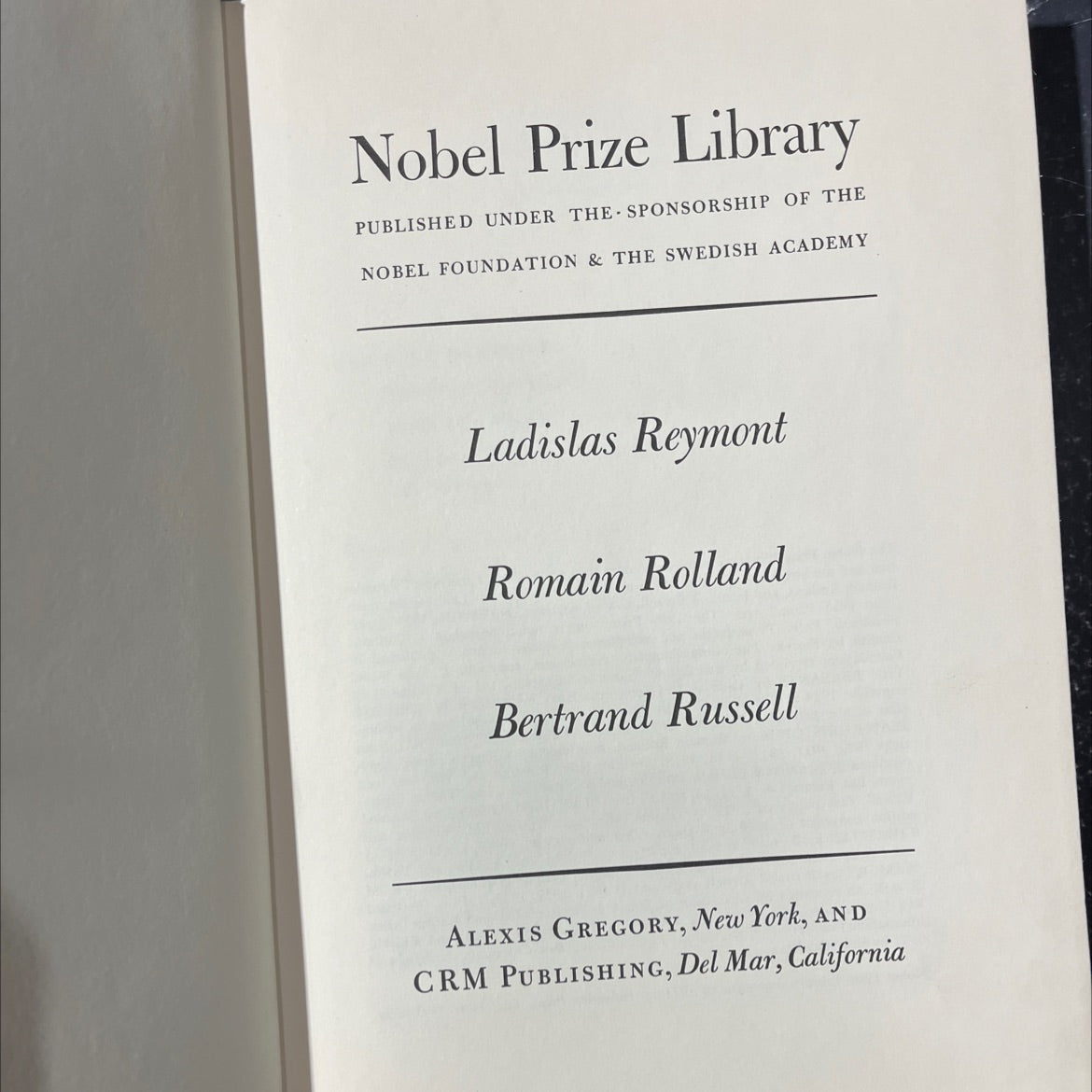 nobel prize library book, by ladislas reymont, romain rolland, bertrand russell, 1971 Hardcover image 2