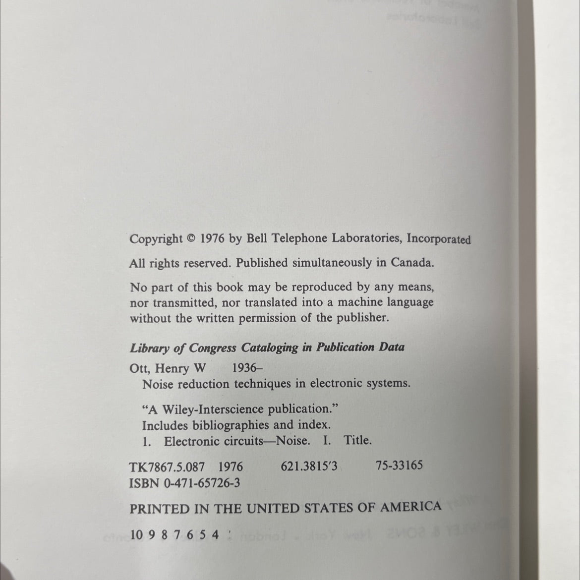 noise reduction techniques in electronic systems book, by Henry W. Ott, 1976 Hardcover image 3