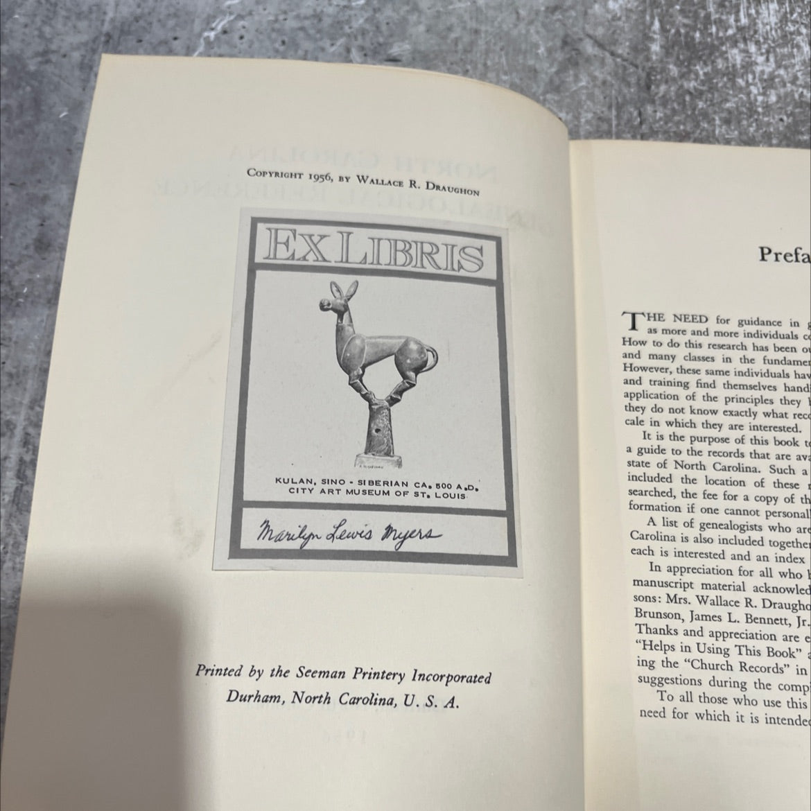 north carolina genealogical reference a research guide book, by wallace r. draughon, 1956 Hardcover image 3