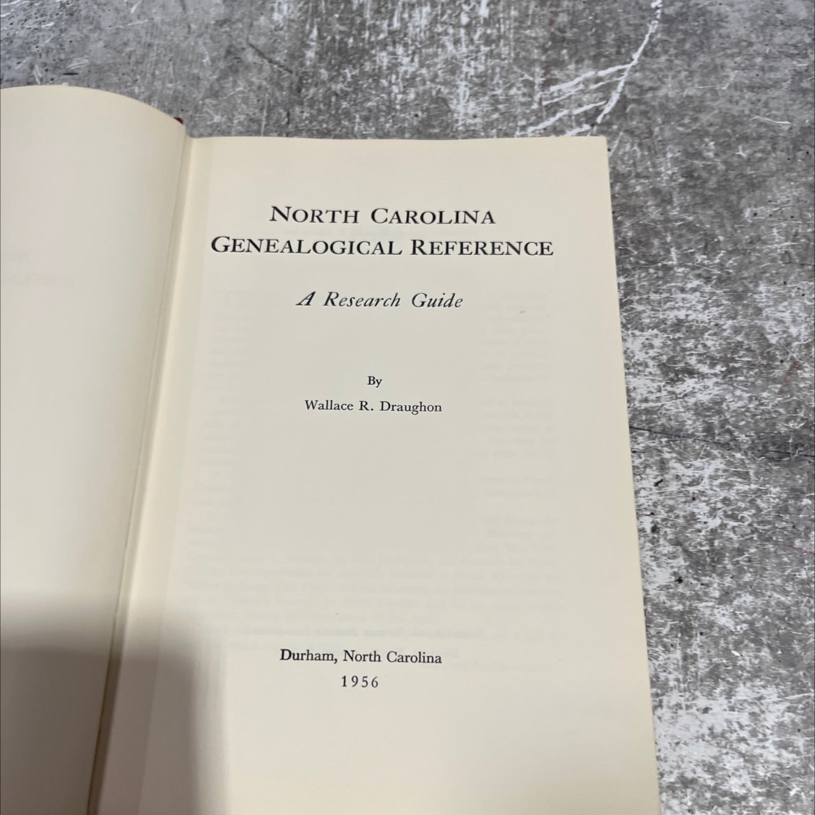 north carolina genealogical reference a research guide book, by wallace r. draughon, 1956 Hardcover image 2
