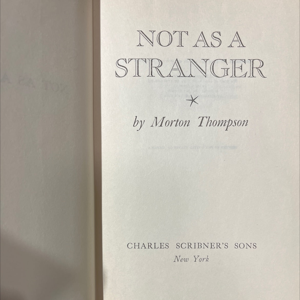 not as a stranger book, by morton thompson, 1954 Hardcover image 2