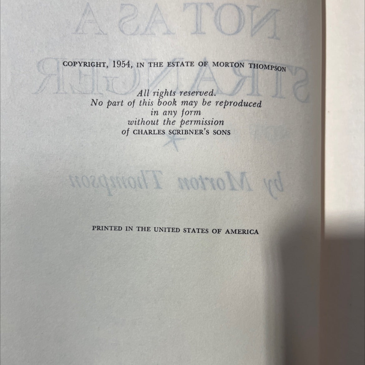 not as a stranger book, by morton thompson, 1954 Hardcover image 3