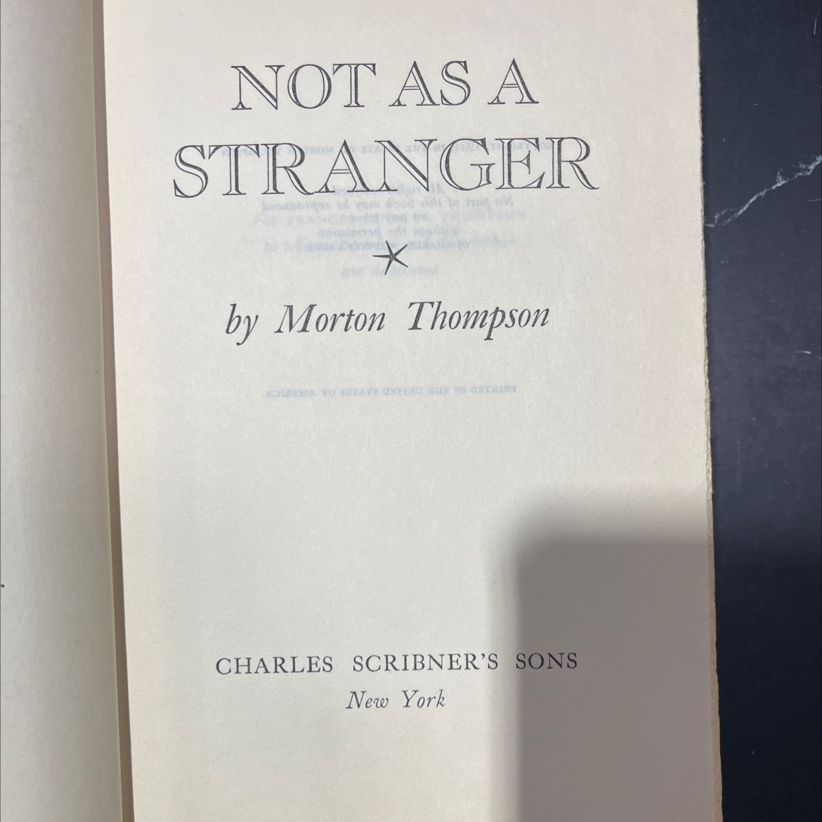 not as a stranger book, by morton thompson, 1954 Hardcover image 2