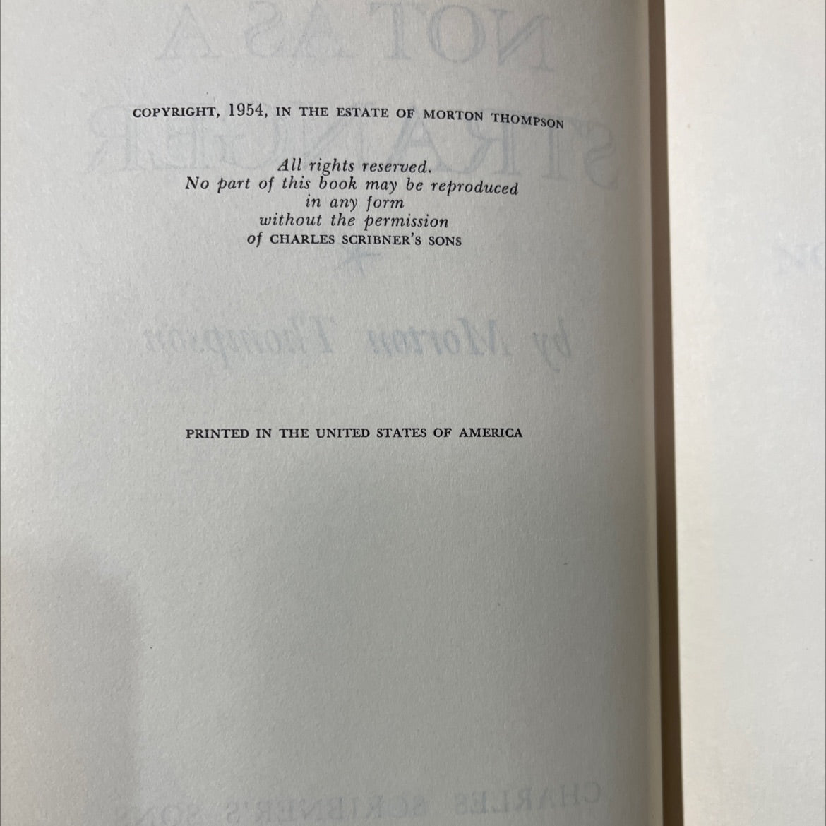 not as a stranger book, by morton thompson, 1954 Hardcover image 3