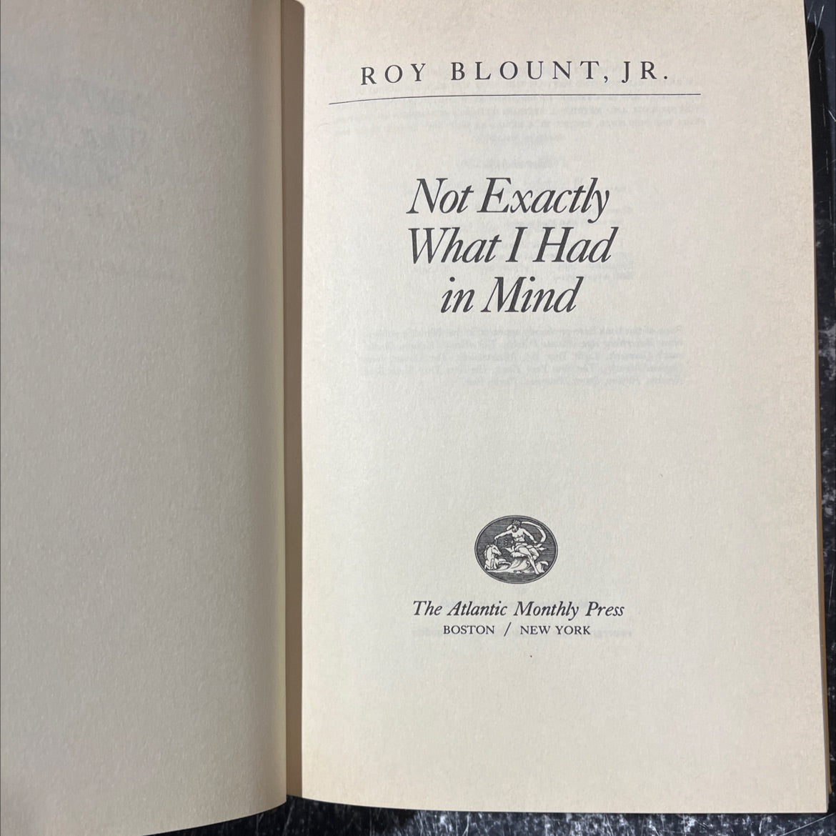 not exactly what i had in mind book, by roy blount, jr., 1985 Hardcover image 2