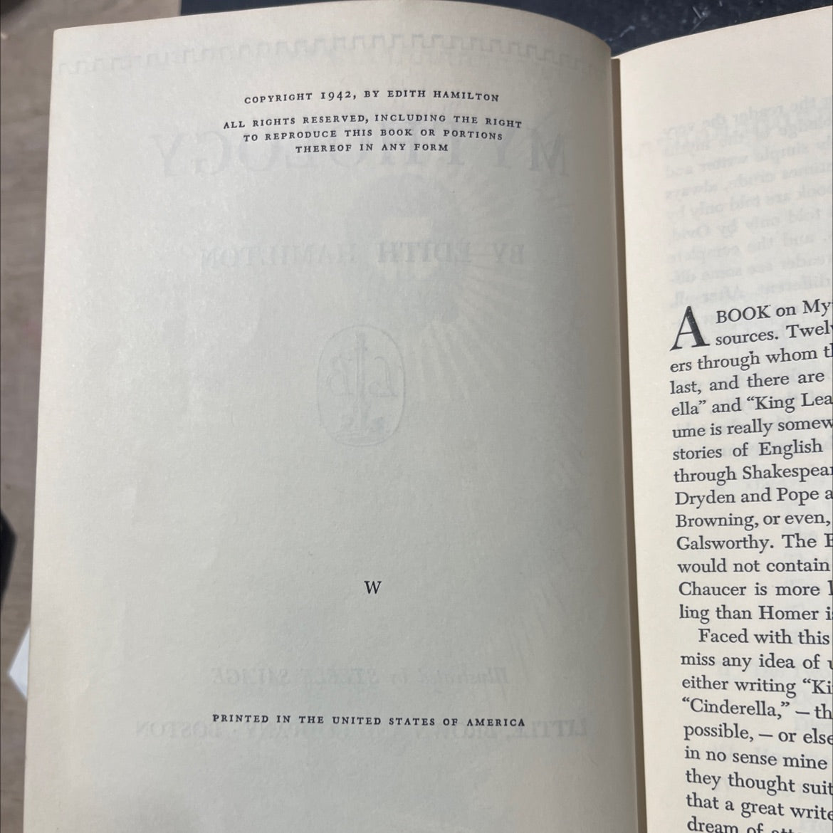 not mythology book, by edith hamilton, 1942 Hardcover image 3