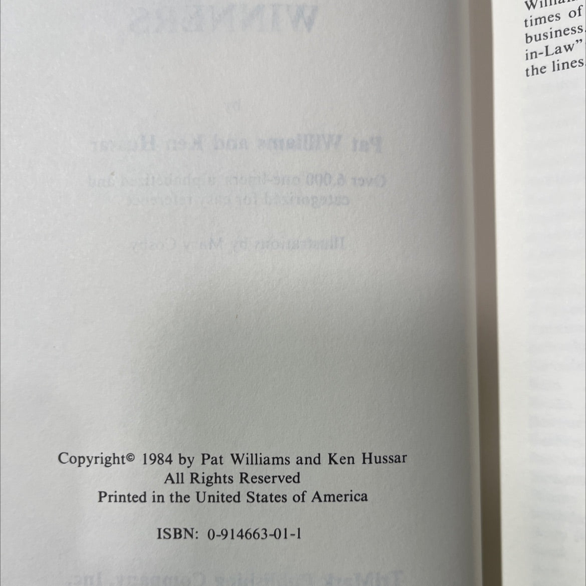 nothing but winners book, by Pat Williams and Ken Hussar, 1984 Hardcover image 3