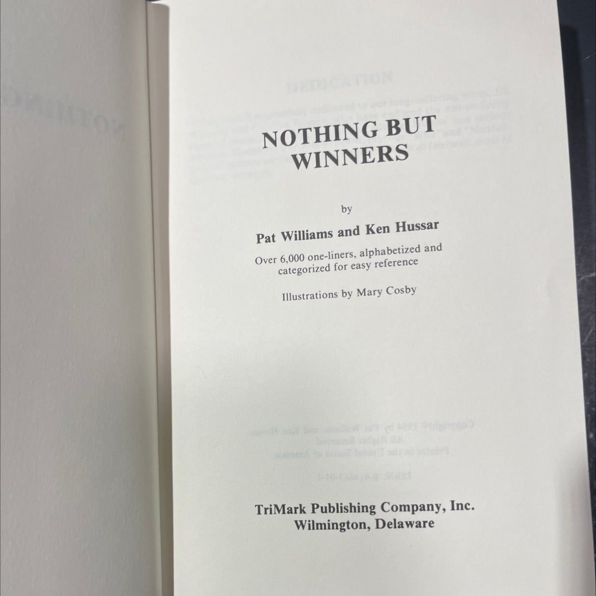 nothing but winners book, by Pat Williams and Ken Hussar, 1984 Hardcover image 2