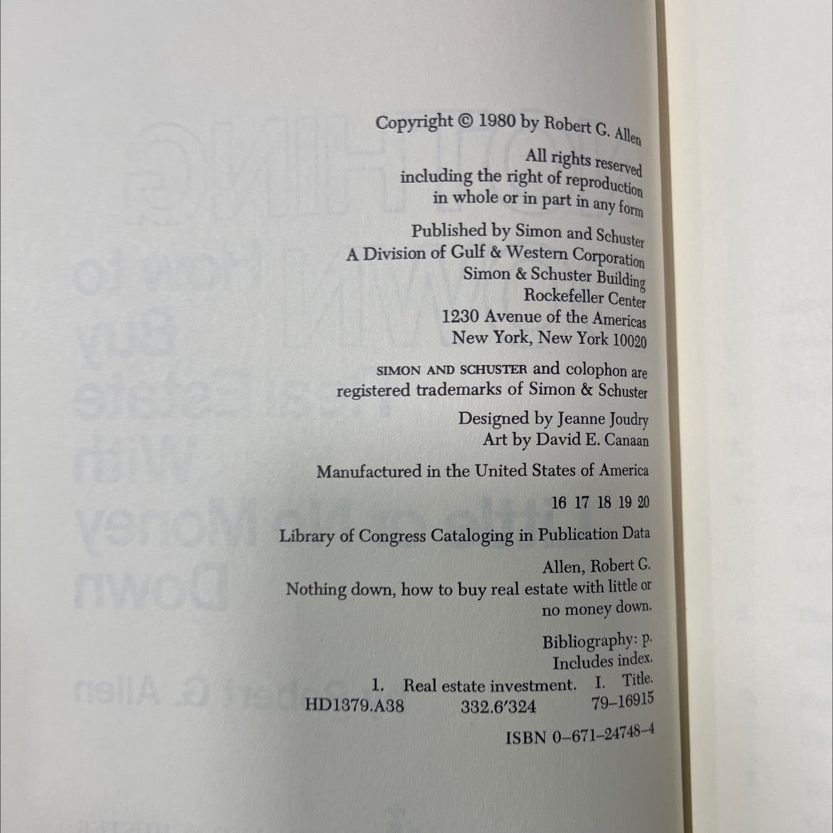 nothing down how to buy real estate with little or no money down book, by robert g. allen, 1980 Hardcover image 3