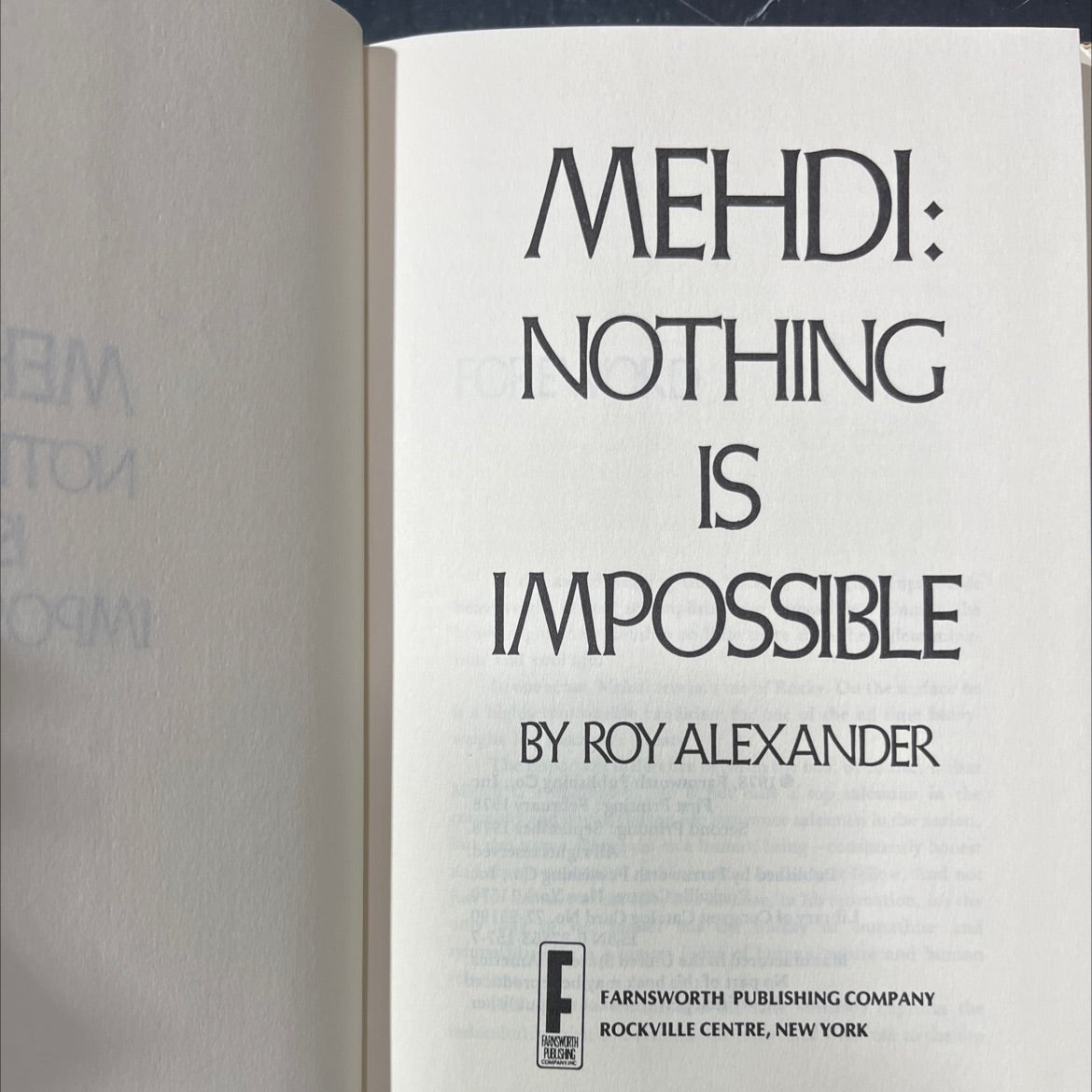 nothing is impossible book, by roy alexander farnsworth, 1978 Hardcover image 2