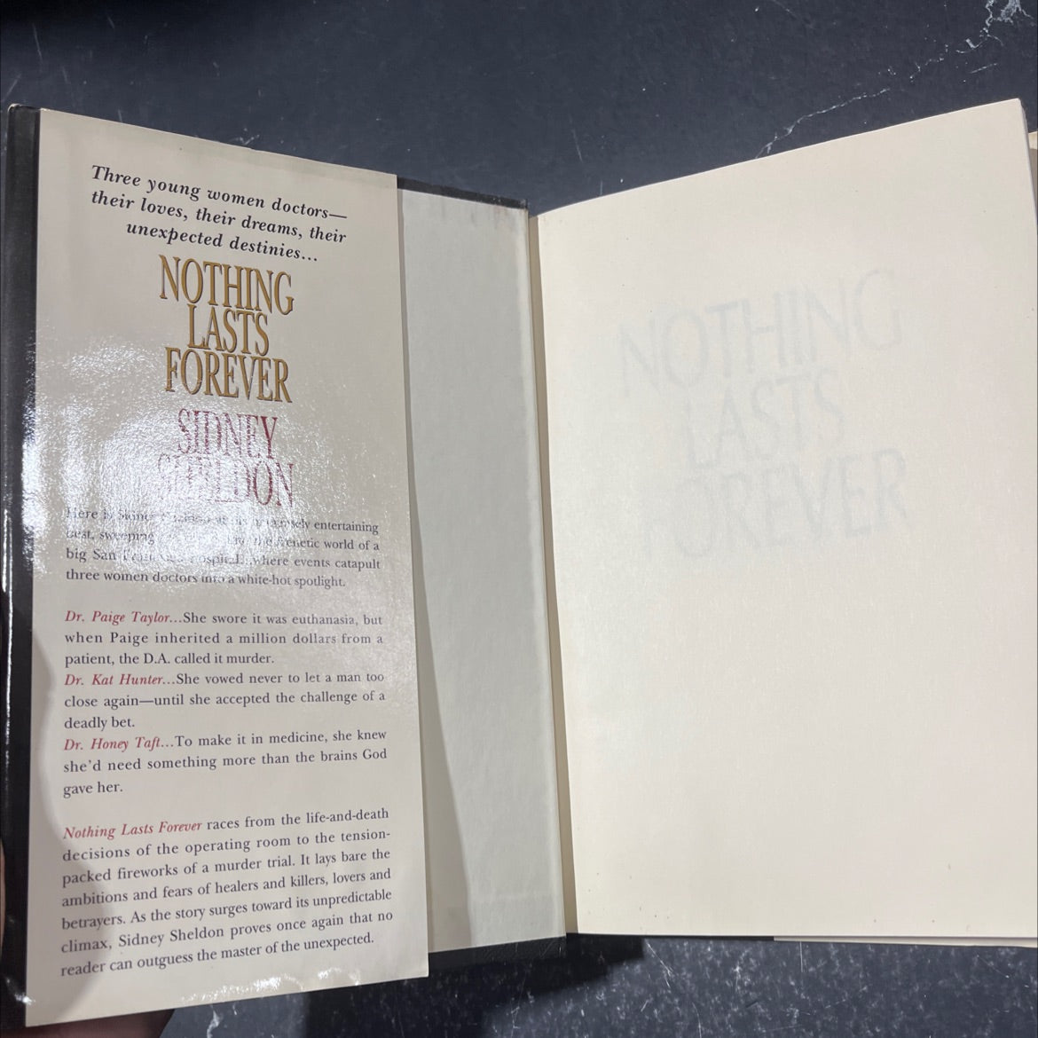 nothing lasts forever book, by sidney sheldon, 1994 Hardcover image 4
