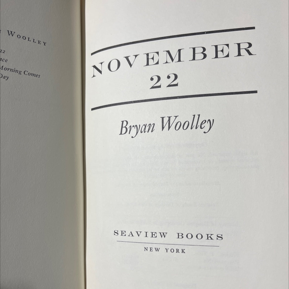 november 22 book, by Bryan Woolley, 1981 Hardcover image 2