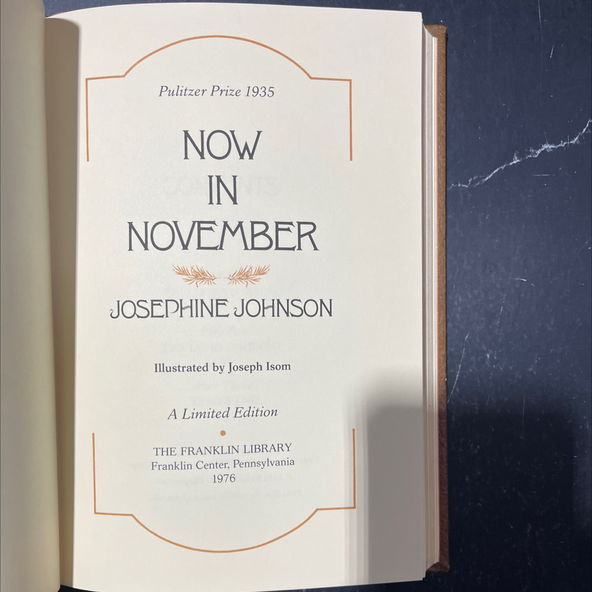 now in november book, by josephine johnson, 1976 Leather image 2