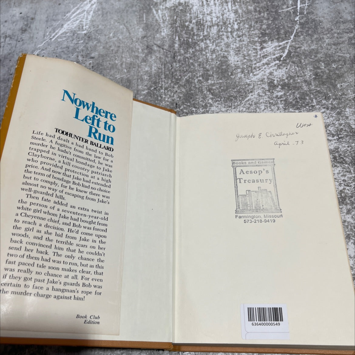 nowhere left to run book, by Todhunter Ballard, 1972 Hardcover image 4