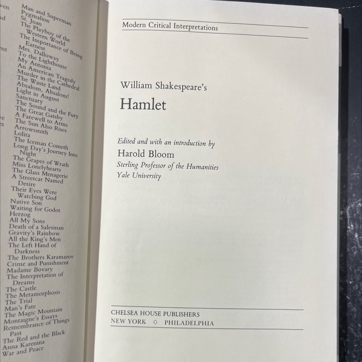 o'er william shakespeare's hamlet book, by harold bloom, 1986 Hardcover image 2