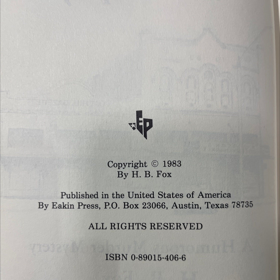obium murder in a small town (perhaps) book, by H. B. Fox, 1983 Hardcover image 3