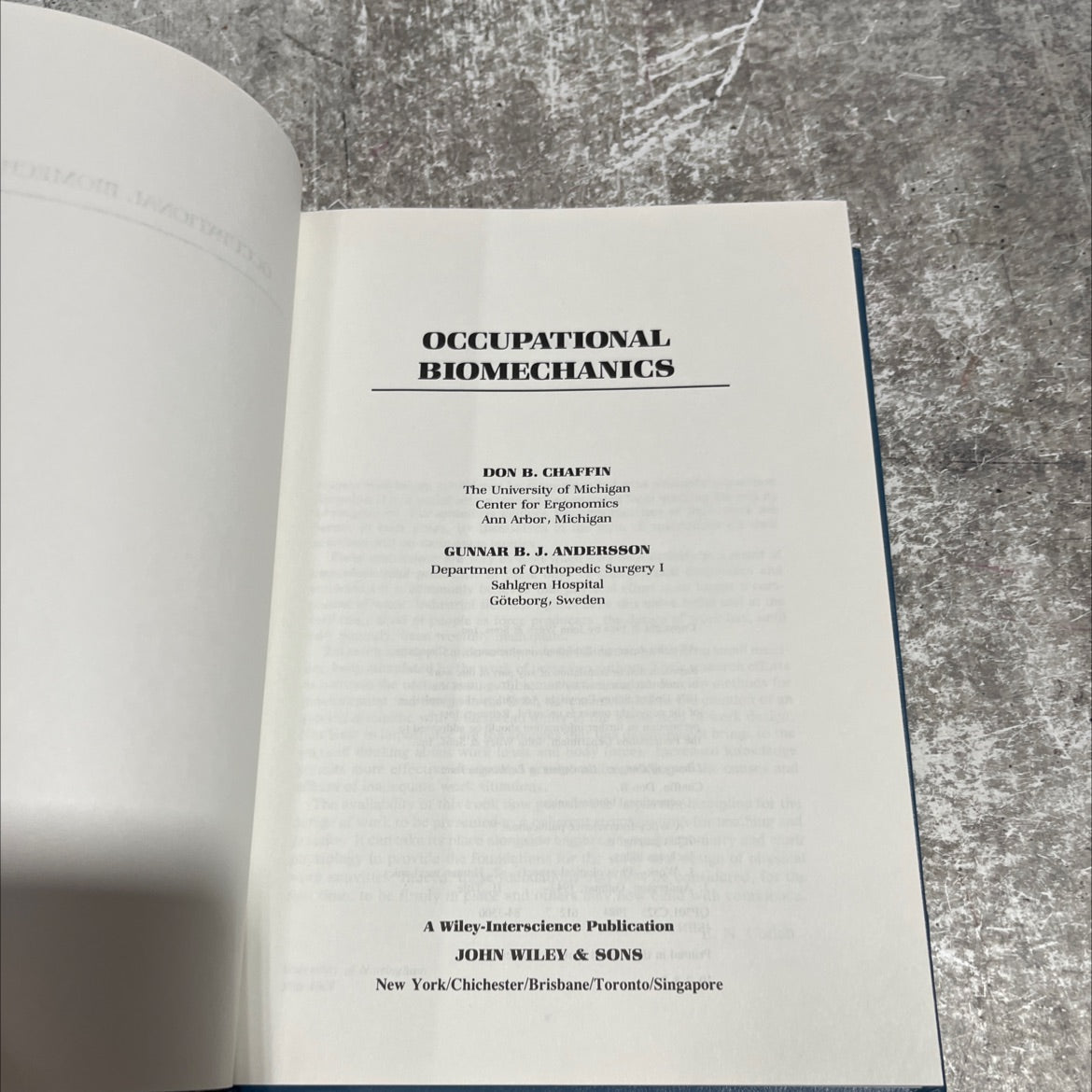 occupational biomechanics book, by don b. chaffin, gunnar b. j. andersson, 1984 Hardcover image 2