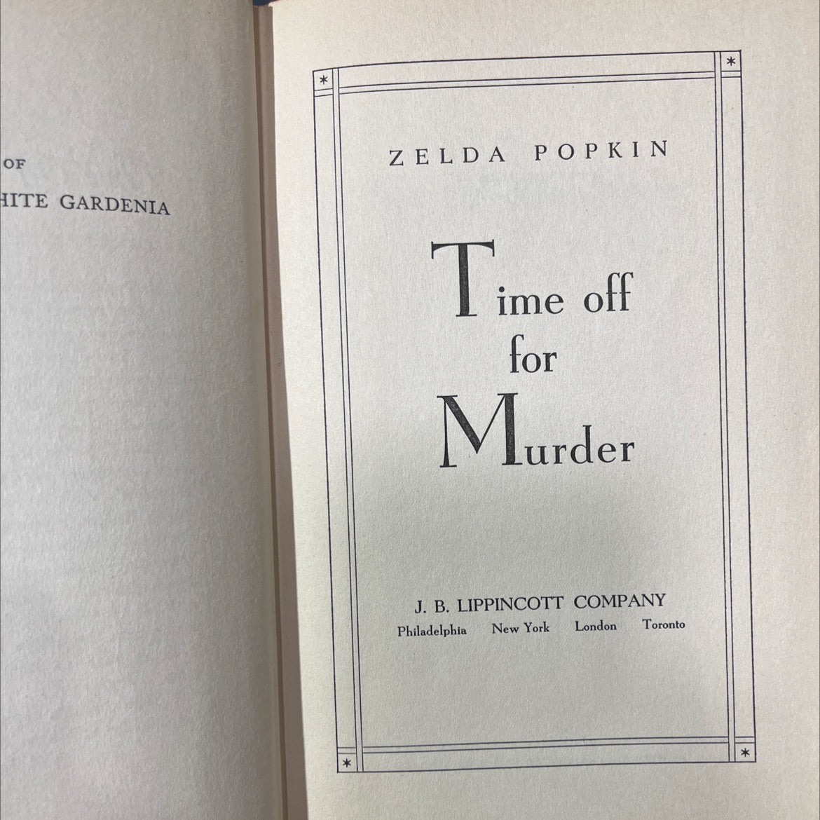 of hite gardenia book, by zelda popkin, 1940 Hardcover image 2