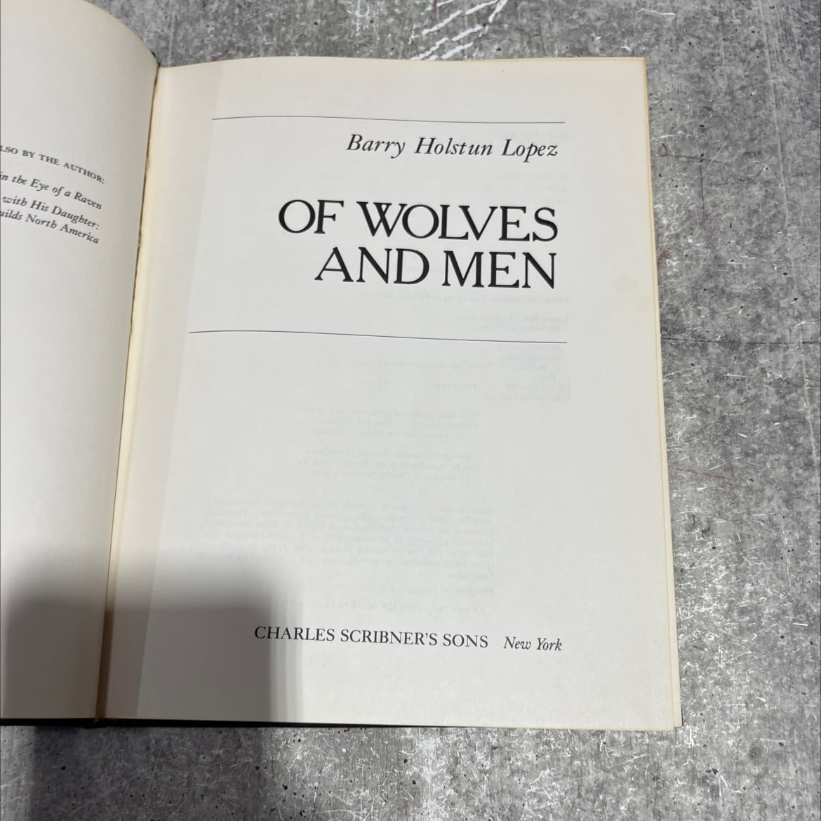 of wolves and men book, by Barry Holstun Lopez, 1978 Hardcover image 2